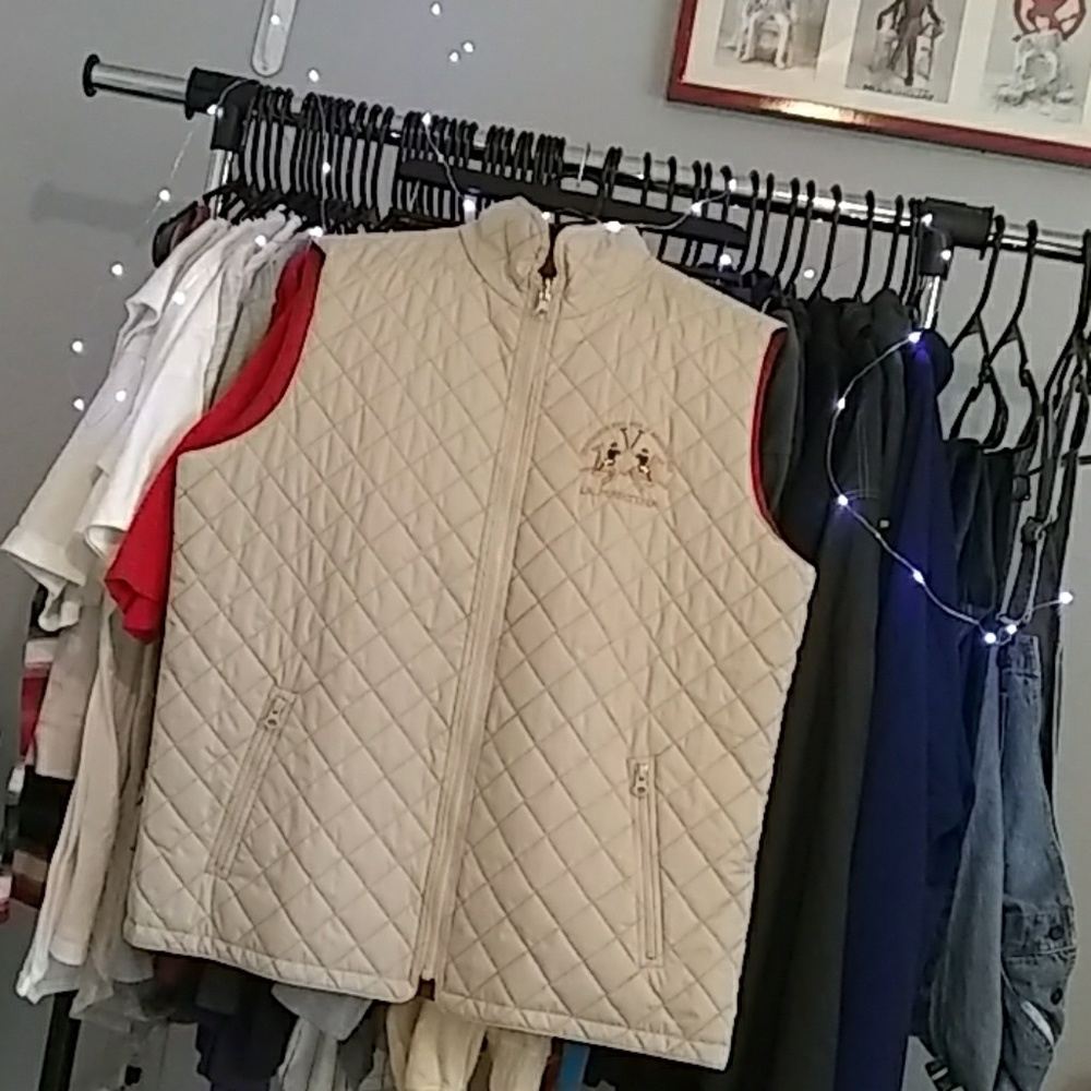 La Martina Reversible Polo Vest Tan and Red Large